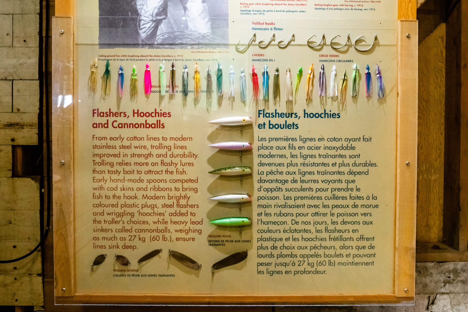 Display of different fishing lures