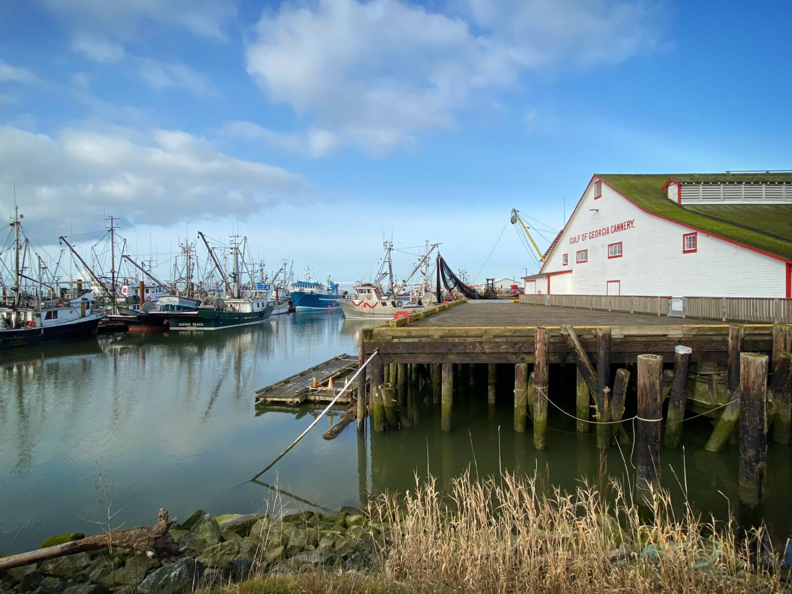 View of the Gulf of Georgia Cannery National Historic Site from Steveston Harbour