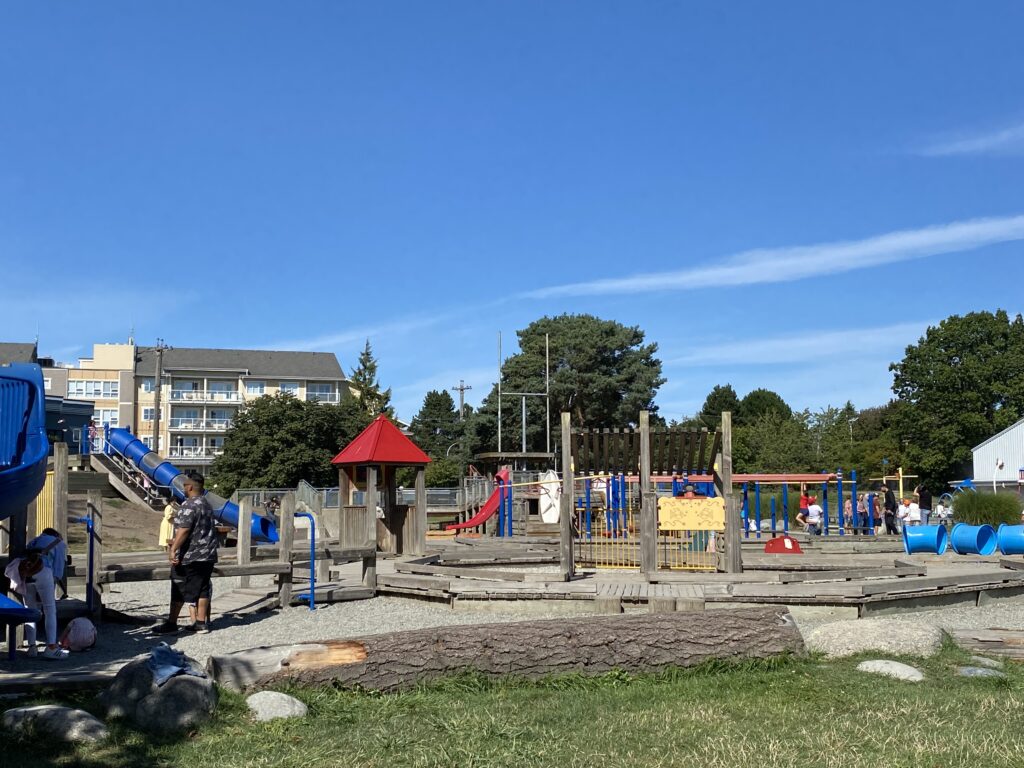 playground equipment under a blue sky